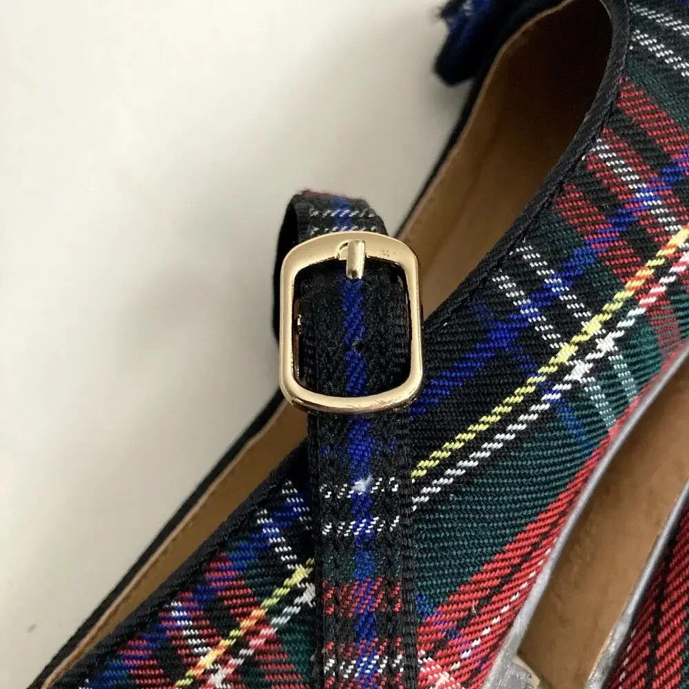 J. Crew Stewart Tartan Plaid Mary Jane Flats Holiday 12 Girls